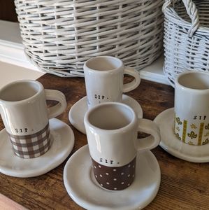 ⭐RARE⭐ Rae Dunn Espresso cups and saucers - complete set - immaculate condition